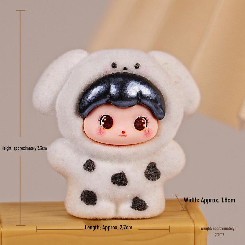 New 3D Flocking DIY Blind Box with Cute Resin Doll Ornaments