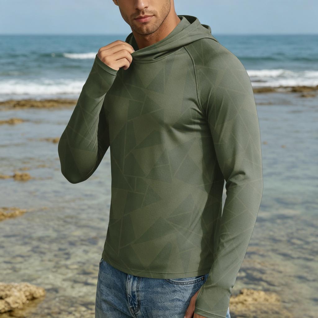 Herren UPF50+ Sonnenschutz Hoodie Langarm Schnelltrocknend Leicht Atmungsaktiv Sportshirt für Outdoor-Aktivitäten