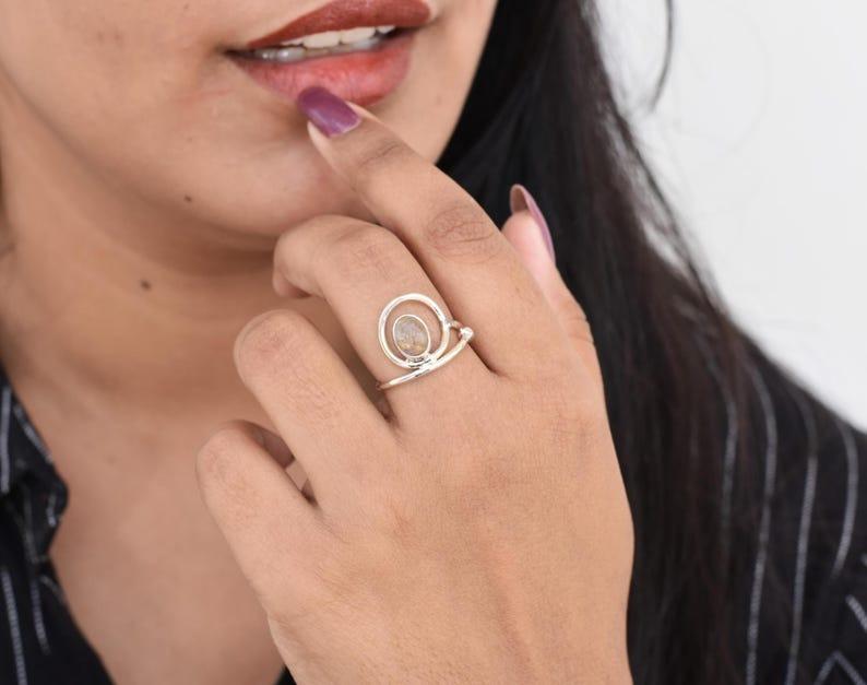 Solid 925 Sterling Silver Golden Rutile Gemstone Handmade Boho Designer Unique Gift Ring Jewelry Statement Ring