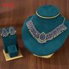 Water Drop Pendant Necklace And Earrings Set With Rhinestones For Women