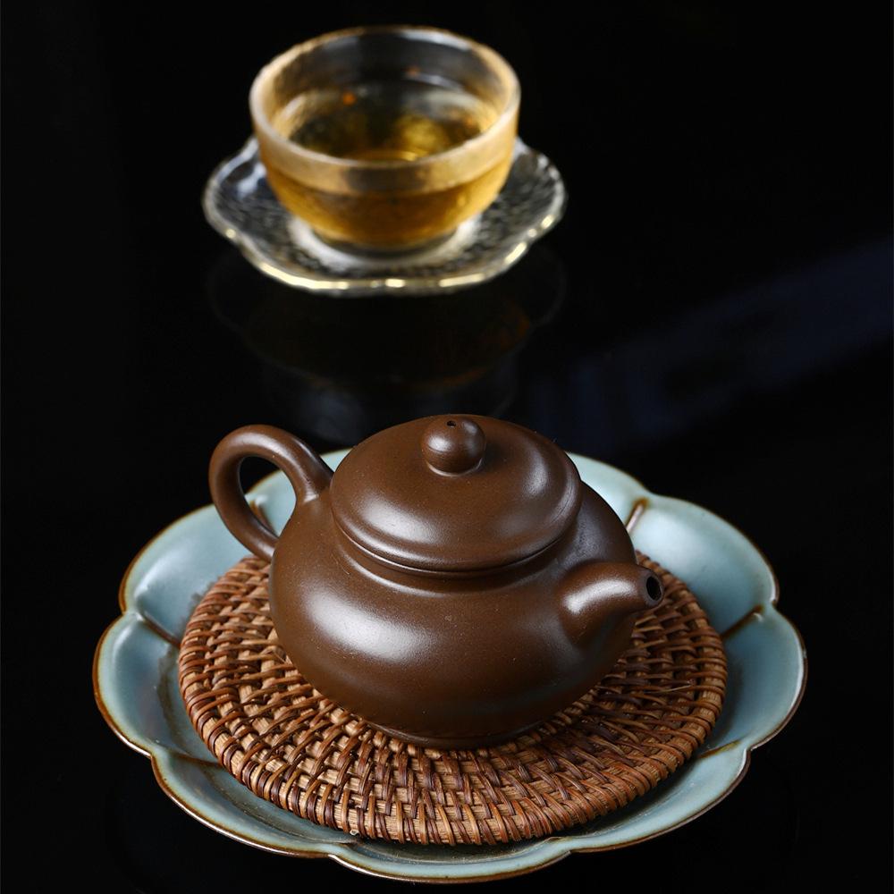 Purple Clay Yixing Teaware: Small Pan Pot with Ball Hole for Gongfu Tea Brewing. Perfect As a Gift.