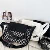 Japanese Vintage Casual Crossbody Bag For Women Spacious Checkerboard Design