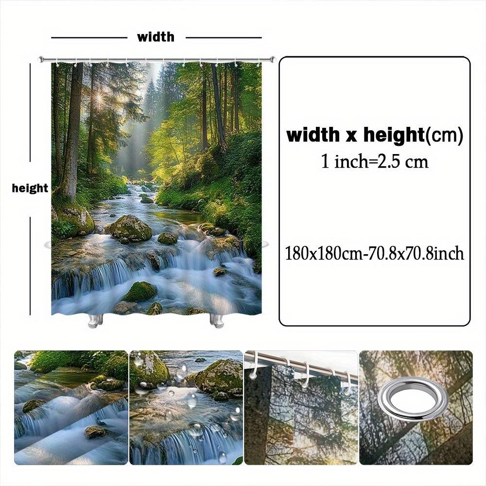 Waterfall Serenity Shower Curtain - Various Styles Of Bathroom Decoration, Passionate About Green Nature And The Dawn Of Dawn