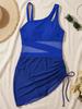 Women's Swimwear Solid Color Mesh Patchwork Bikini Beach Suit Bathing Suits
