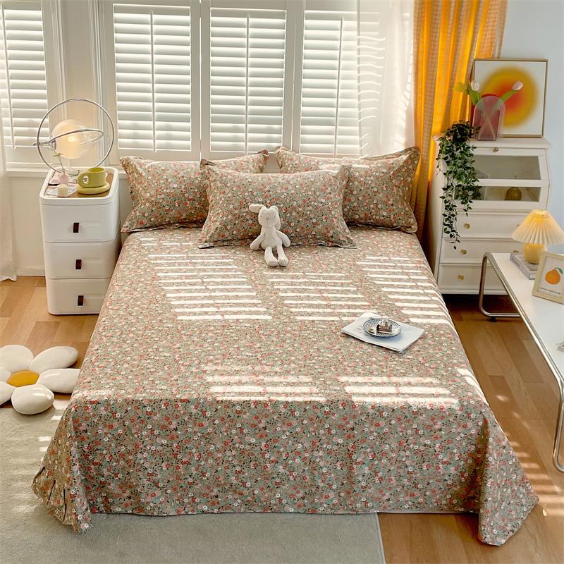 Floral Printed Bed Sheet Set Roses Design Bed Sheets Soft Breathable Fabric Flat Sheet with Pillowcases Queen Size Bedding Set