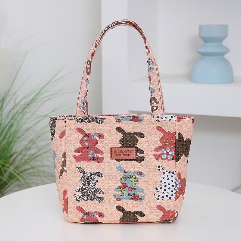 

Новая холщовая женская сумка-тоут, сумка для бенто с принтом, маленькая тканевая сумка, рабочая сумка, большая вместимость