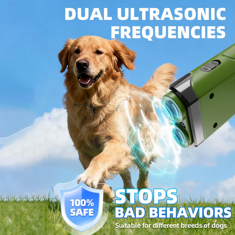 Professional Anti Barking Deterrent Ultrasonic and Light Dog Repeller Dual-action Ultrasonic and Bright Light Pets Trainer