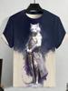 Japanese Ukiyo-e Animal Men's T-shirt with Cute Cat Pattern Print