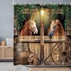 Western Horse Barn Door Shower Curtain Farm Animals Green Leaves Butterfly Bathroom Decor Fabric Bath Curtains with Hooks