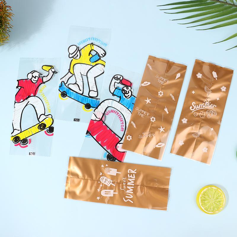 100Pcs Plastic Machine Sealing Ice Cream Bag Disposable Fridge Frozen Ice Cream Wrappers Diy Homemade Popsicle Packaging Bags