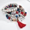 Ethnic Wind Wings Bracelet Round Card Letters Multilayer Tassel Beaded Bracelet Vintage Bracelet