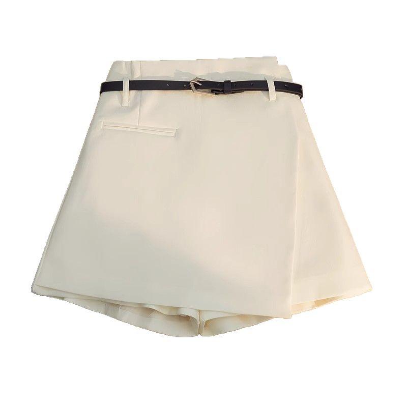 Women's Gray Textured Culottes - High Waist A-Line for Spring/Summer 2025