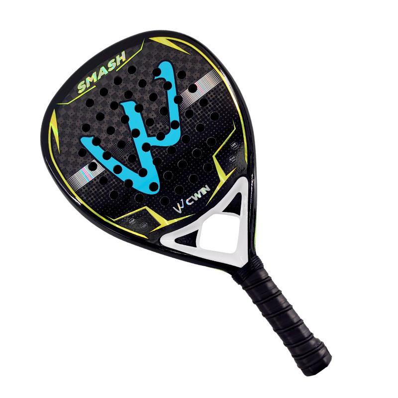 Professional Padel Racket Adults Carbon Fiber Frame Hard Stiffness Lightweight Training Racquet Blue Green Yellow
