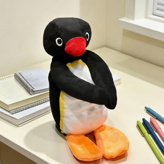 Uroczy Pingwin Etui na Ołówki Pluszowe Zwierzątko Etui na Ołówki Zapinane na Zamek Miękki Materiał Etui z Dzióbkiem Kaczki dla Dzieci na Długopisy Ołówki Artykuły Szkolne