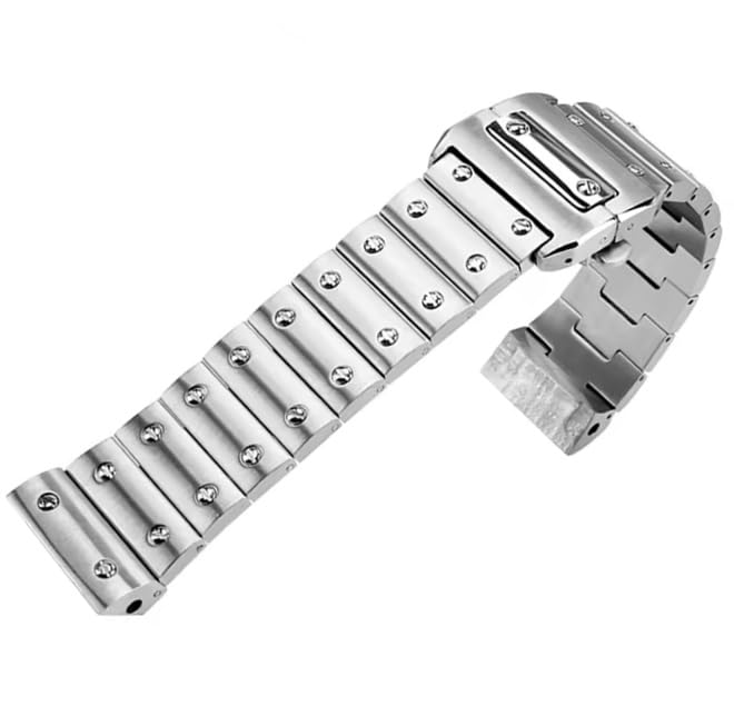 King Kompatybilny z Cartier Santos 100 LM Bransoleta Zamienna ze Stali Nierdzewnej Srebrna Nie [Import Oryginalny] Zegarki Męskie, Pasek, 23mm, (Rynek wtórny,