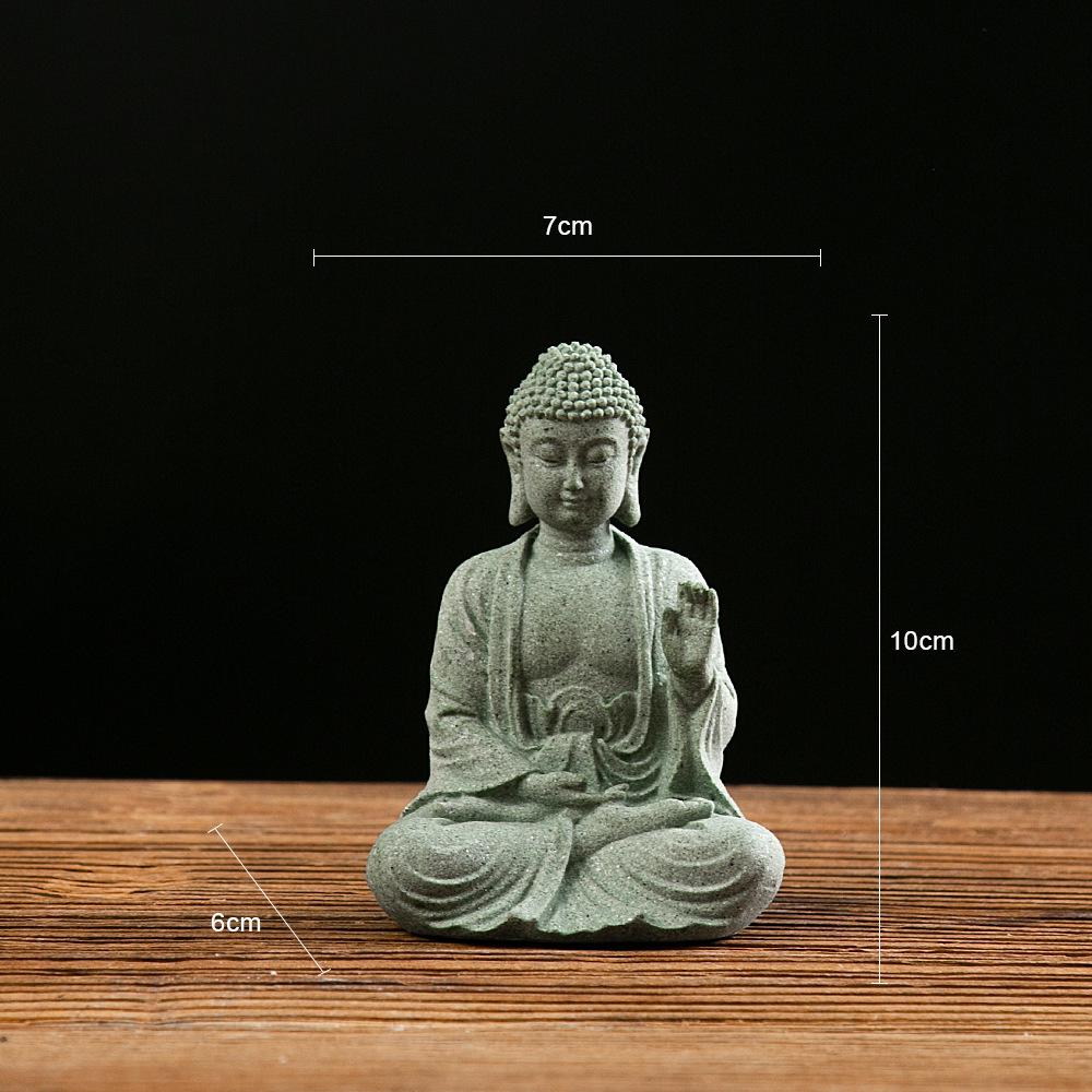 Antique Green Sandstone Buddha Statue: Zen Craftwork Water Feature for Home Decoration & Chinese Tea Pet Ornament.
