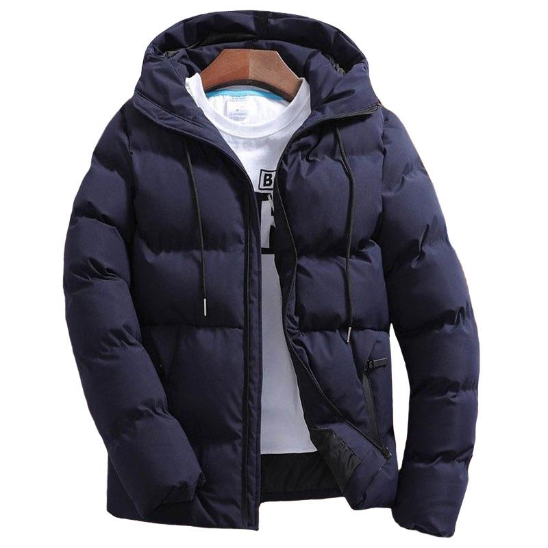 

Men s Parkas Jacket Autumn Winter Casual Solid Hooded Parka Jackets Comfort Warm Long Sleeve Zipper Coats Streetwear Men s Coat M темно-синий