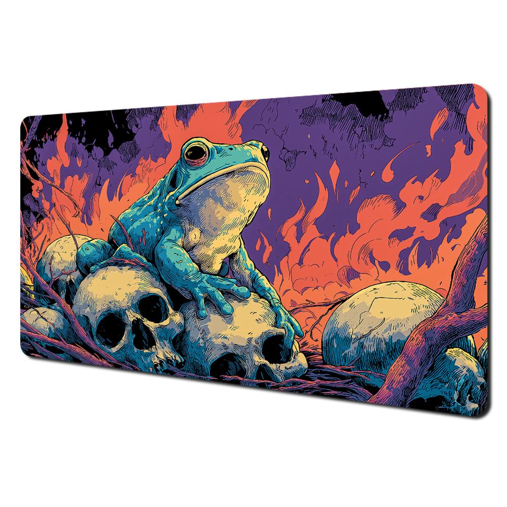 Dark Fantasy Frog Skulls Pink Leaves Gaming Mouse Pad Large Extended Desk Mat Smooth NonSlip Base for Gamer