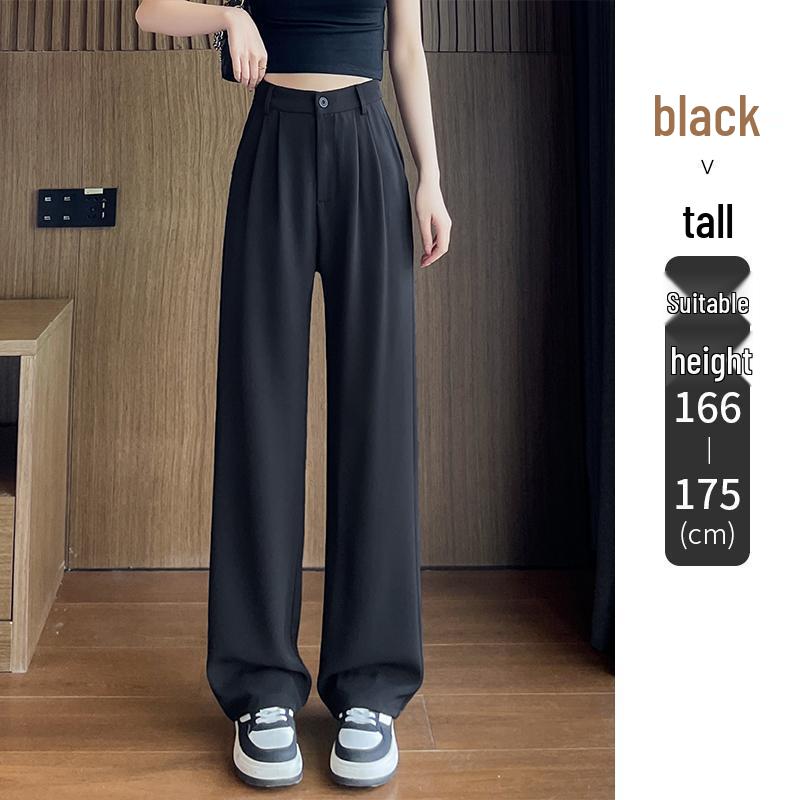 Summer 2026 Cooling High-Waist Wrinkle-Resistant Ice Silk Pants - Slimming, Straight Leg Design