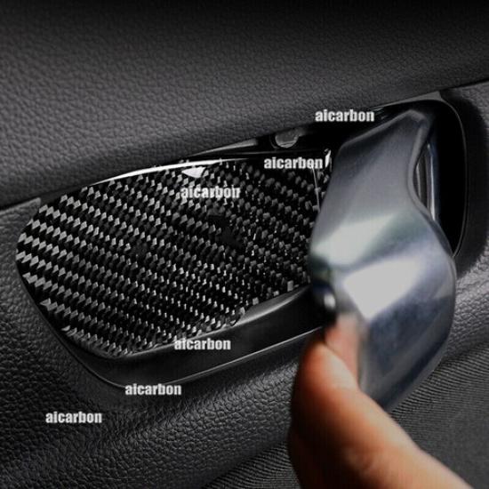 4x Carbon Fiber Interior Door Bowl Cover Trim For Honda Civic 11th Gen 2022-2024