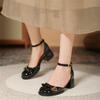 New Design Mary Jane Shoes Buckle Pumps Women Elegant Shallow Hollow Thick Heel Casual Shoes Ladies Office Party Leather Shoes