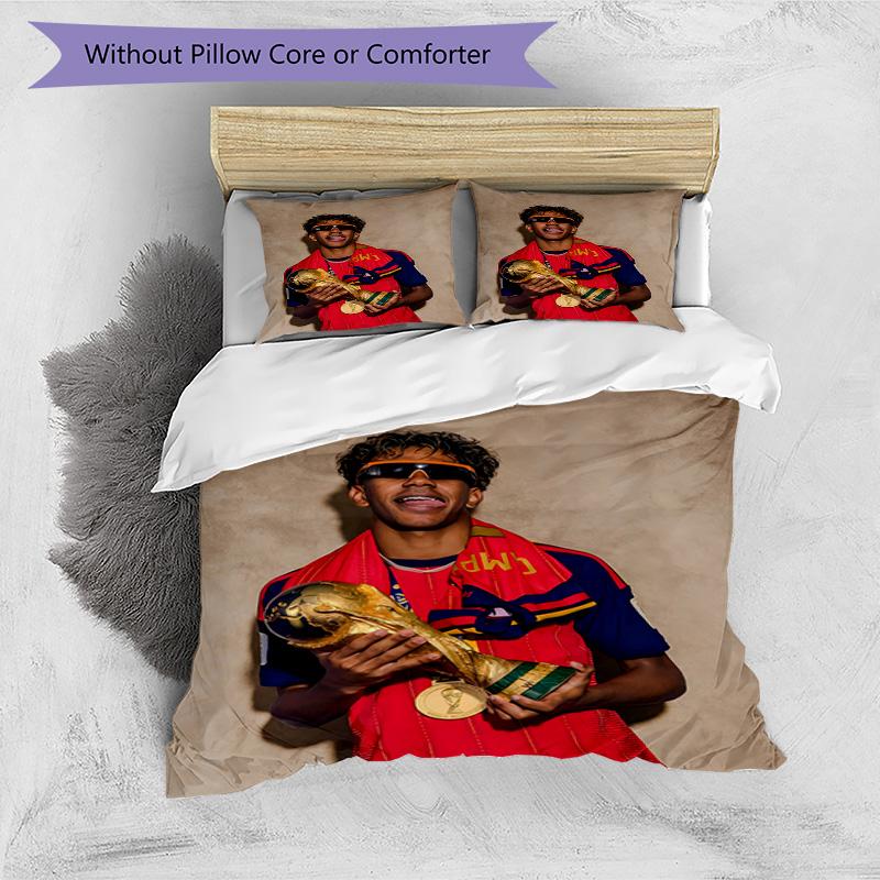 Lamine Yamal Fcb World Cup Champion Bedding Set,Premium Bed Linen for Bedroom Home Decoration,Perfect Collectible Gift for Messi Fans,Easy Care Duvet 