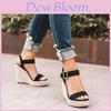 Stylish Summer Hemp Ladies Peep Toe Rope Wedge Sandals Buckle Ankle Strap Shoes