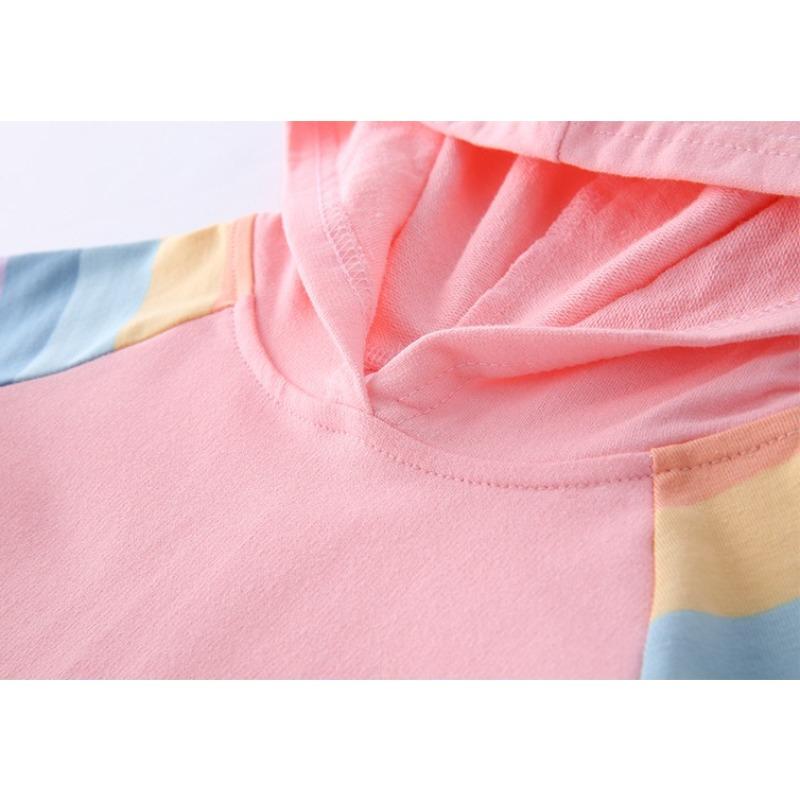 Spring Autumn Lotus Leaf Edge Cartoon Rainbow Girls' Dress Cotton Children's Long Sleeve Hoodie Hundred Fold Princess Dress