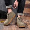2024 New Martin Boots Men's British Style High-top Short Boots Medium-help Desert Tooling Boots Turned Fur Rhubarb Boots Men