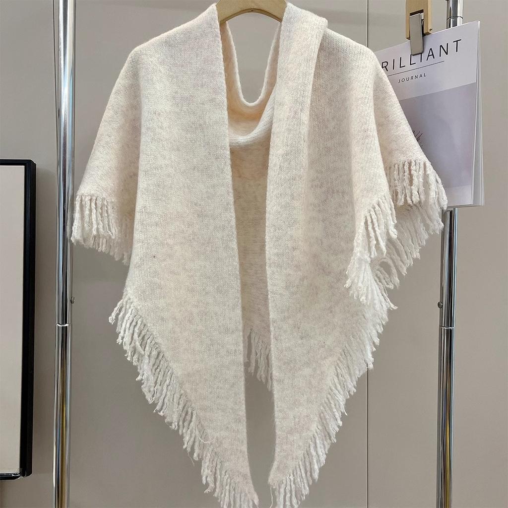 Solid Color Catkin Base Elegant Autumn and Winter Shawl- Soft Fringed Edge Large Scarf