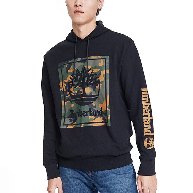 Timberland Camouflage Print Casual Fleece Hoodie Men Hoodies Black A2CN5-001