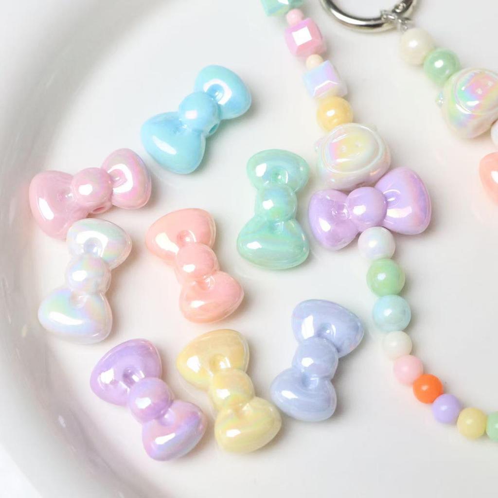 Colorful Electroplated AB Beads Bowtie DIY Phone Chain Lanyard Shoe Flower Accessory