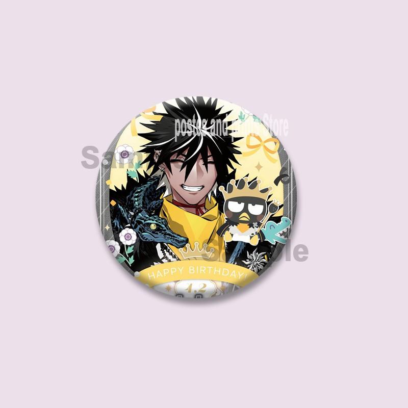 Cartoon Game Merold Kurode Hallritt Brooch Anime Fragaria Memories Lapel Pins Plastic Round Badge for Bag Hat Jewelry XMAS Gifts