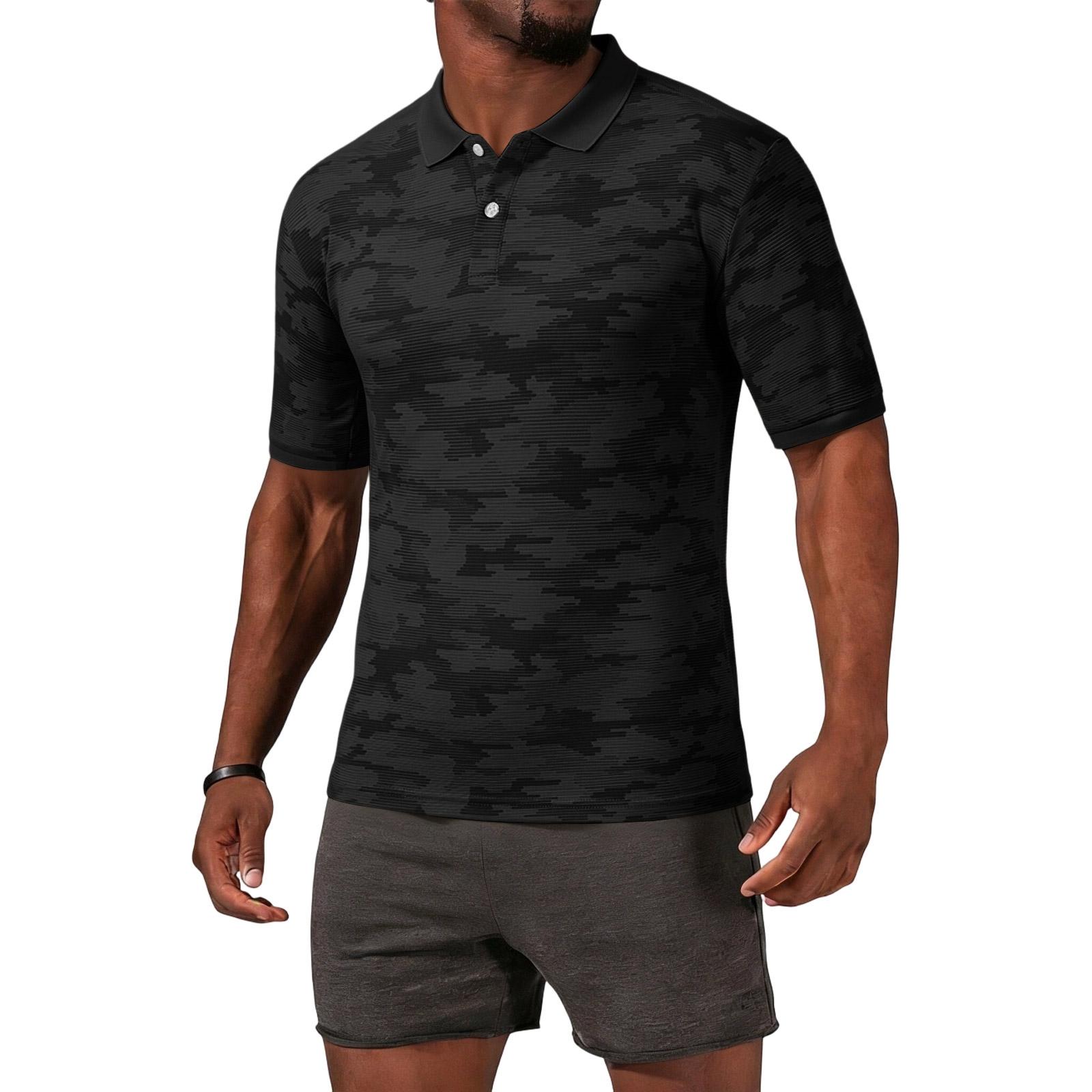 

Men s casual lightweight quick-drying short-sleeved T-shirt - Men s camouflage breathable sweat-absorbing cool-feeling sports T-shirt XL чорний