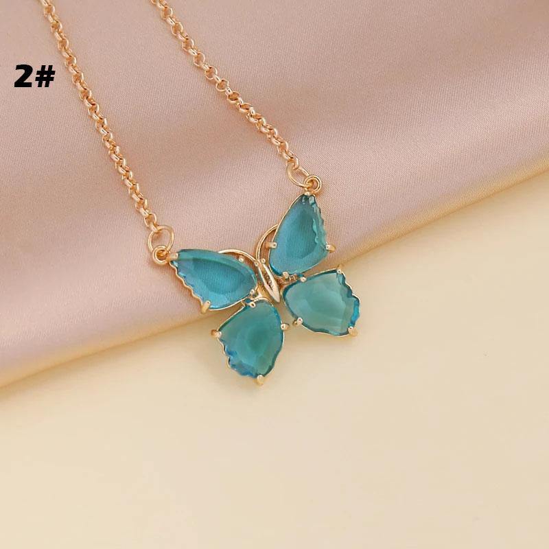Butterfly Jewelry Multi-Colored Zircon Butterfly Necklace for Women Fashionable Clavicle Chain Pendant Necklace for Women