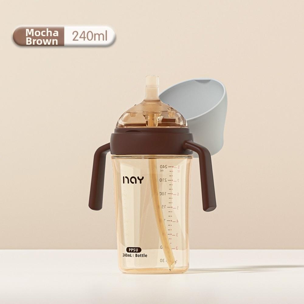 PPSU Automatic Milk Bottle Three Level Flip Cover Straw Cup Bottle For Baby Feeding