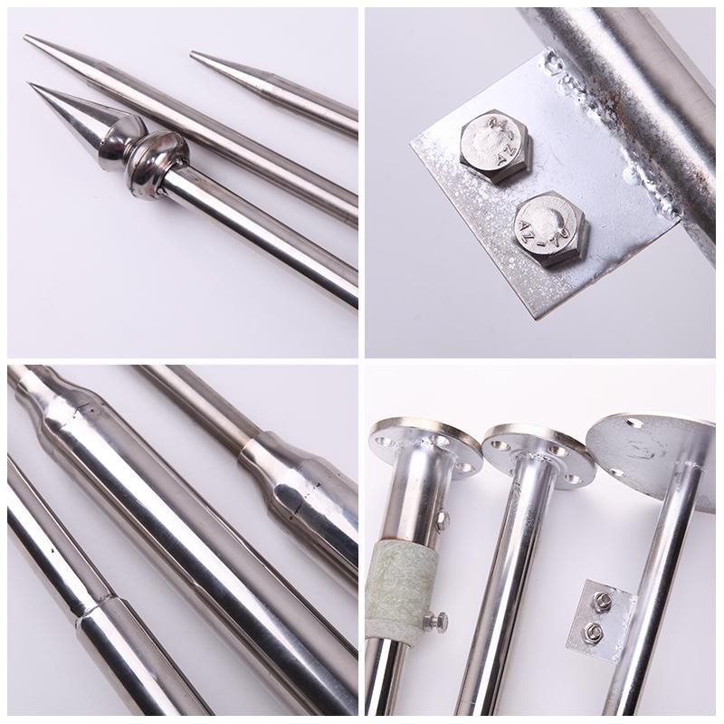 Stainless Steel Lightning Rod Grounding Wire and Bracket for Outdoor Roof Protection