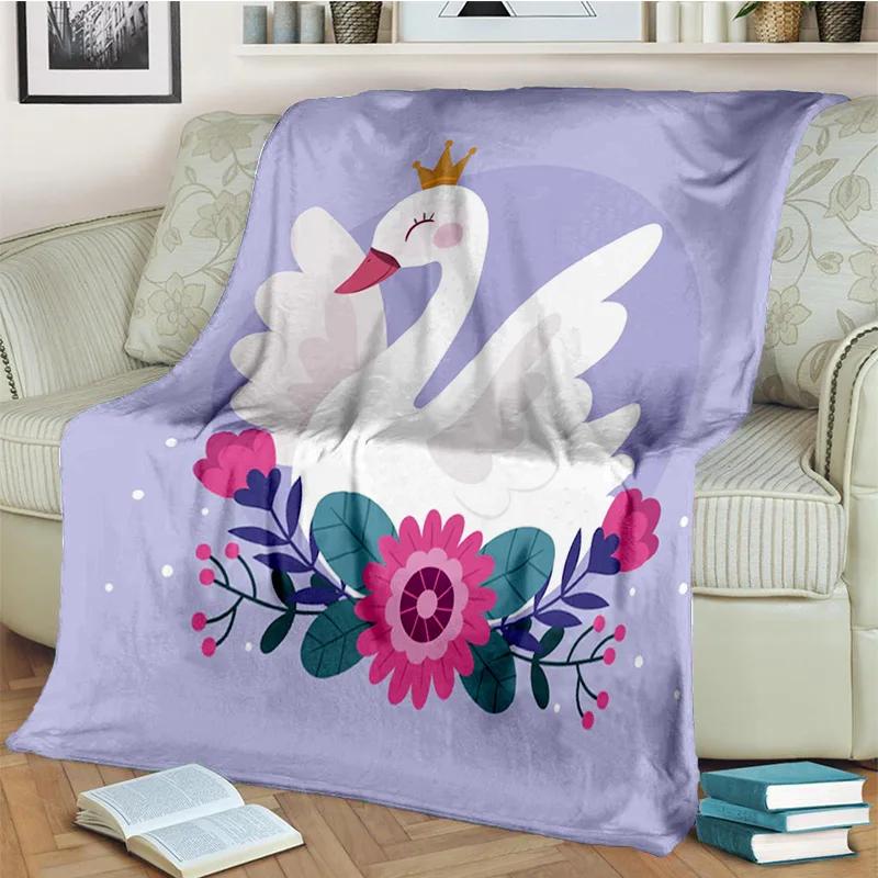 3D Cute Swan Princess Cartoon Cygnus Blanket,Soft Throw Blanket for Home Bedroom Bed Sofa Picnic Travel Office Cover Blanket Kid