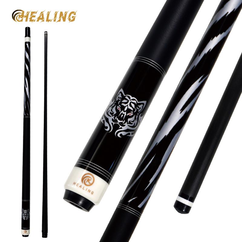 OKHEALING Karbonfaser Billard Queue Schwarze Technologie Billard Queue Sticks 11,8mm Spitze Radial Pin Verbindung 147cm/58Zoll Länge 19~20oz Gewicht, Weißer Tiger
