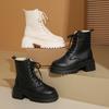 Thick-soled Martin boots women's new winter large-size retro short boots British cool street leather boots