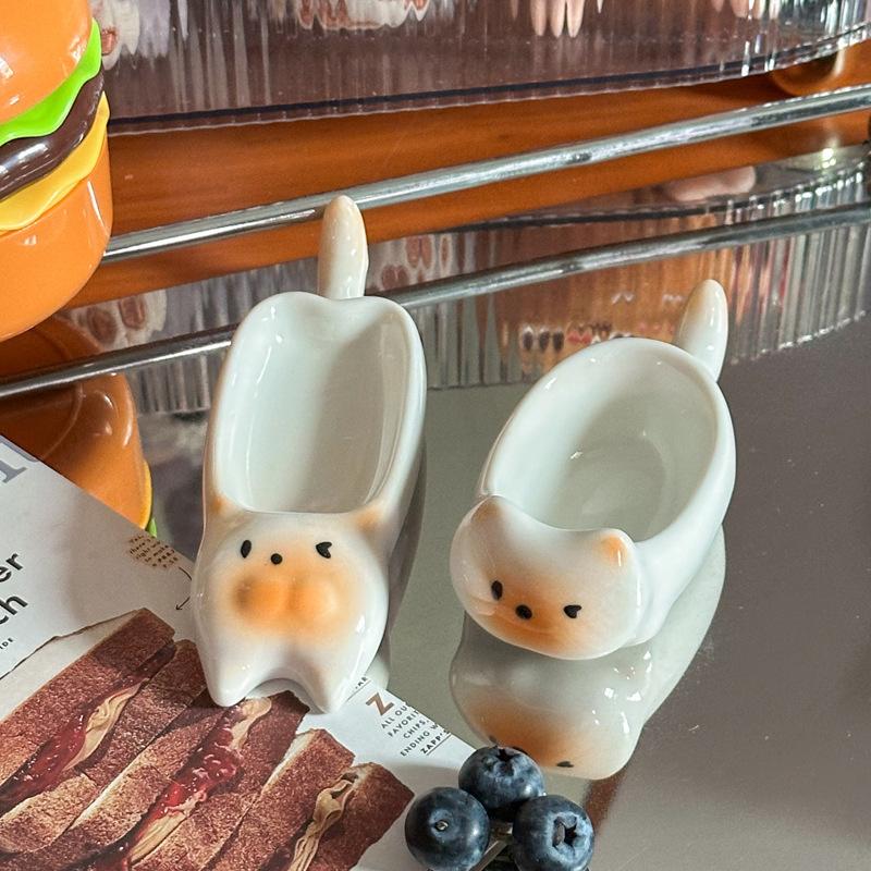 Ceramiczna Mini Miseczka do Zanurzania w Kształcie Kota Dodatek Mała Miseczka Domowe Naczynia Stołowe Dekoracyjny Miska dla Kota na Stół Kuchenny
