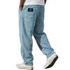 Men's Relaxed Fit Straight Leg Casual Pants with Vertical Stripe Pattern Back Patch Two Rear Pockets Elastic Waistband Durable Fabric Trousers