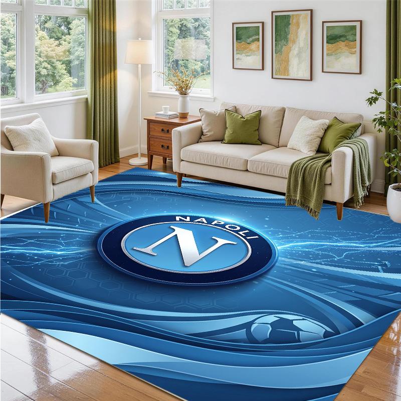 Napoli FC Design Crystal Velvet Rug Soft Decorative Mat for Bedroom Entrance
