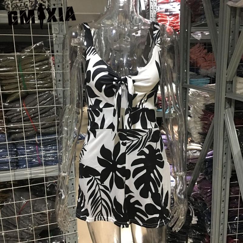 GMXIA Moda damă ocazional imprimeu culoare solidă vară primăvară pantaloni cu bretele fără mâneci Salopete și salopete