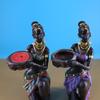 Resin African Women Figurines Candle Holder Retro Character Art Sculpture Candlesticks Home Living Room Table Decoration Crafts