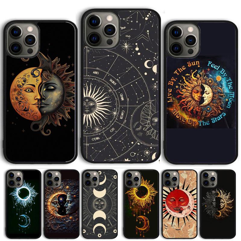 Indian Hand Holding Sun Moon Face Phone Case For iPhone 17 Air 15 16 Cover 11 13 14 Pro Max 12 Plus Max Fundas