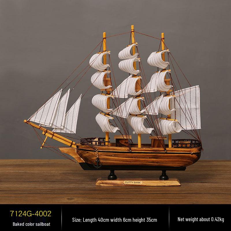 Wooden Pirate Ship Model: Small Boat Ornament for Office or Room Decoration