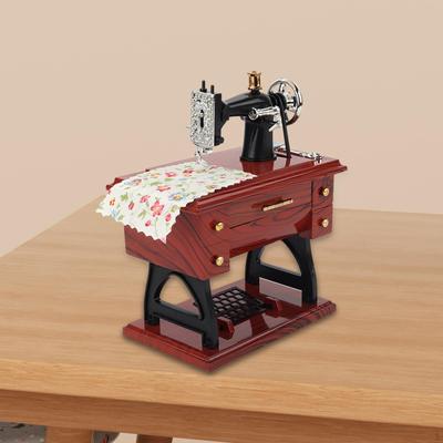 Sewing Machine Music Box Wind Up Retro Decoration Mechanical for Spring Festival