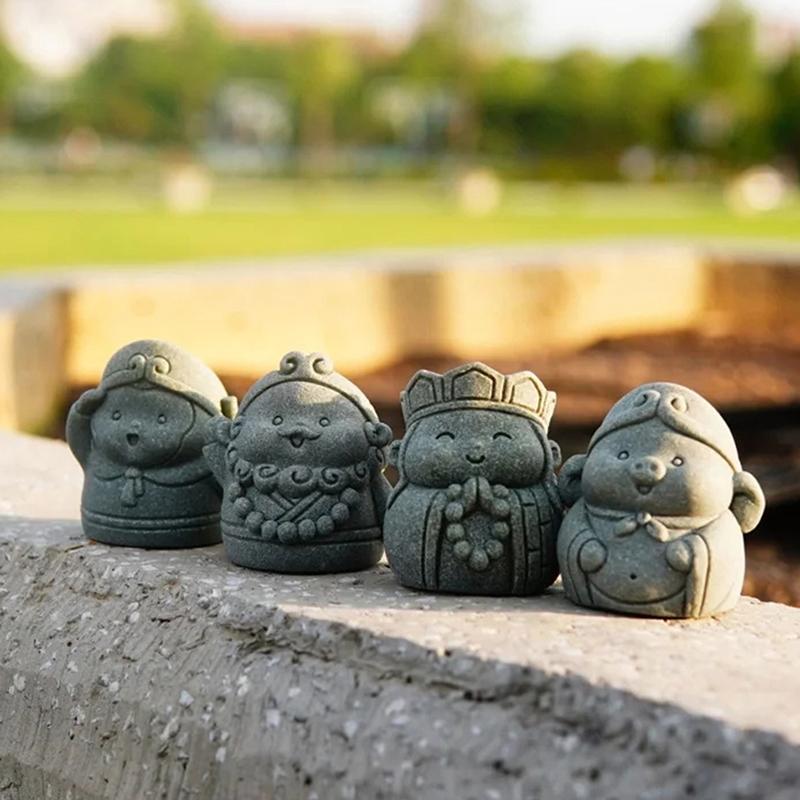 Cute Journey To The West Master And Apprentice Four Ornaments Rockery Bonsai Fish Tank Landscaping Ornaments Micro Landscape