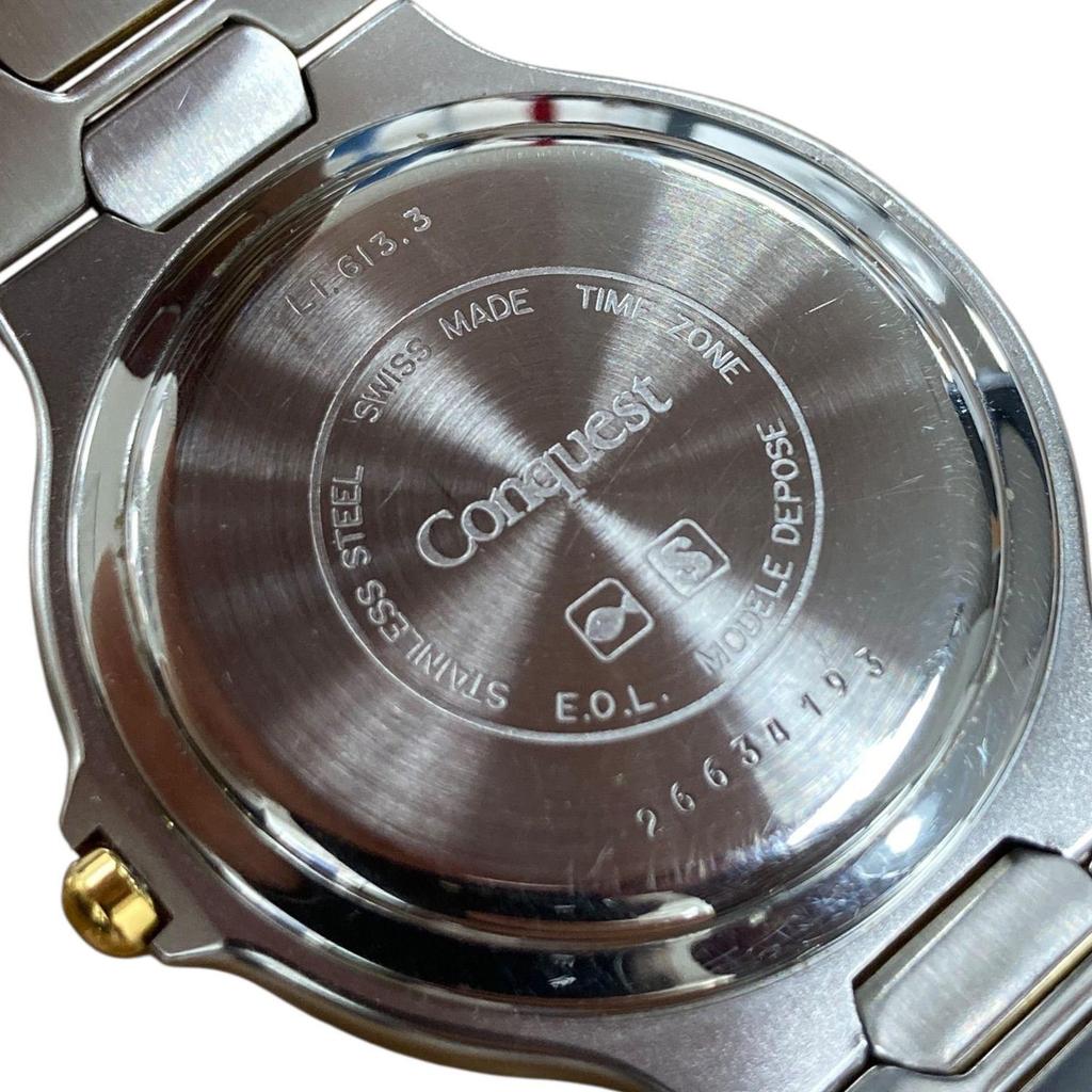 Used [New battery] LONGINES Conquest Date LI.613.3 Combi 3-hand Quartz Kingram [01]
